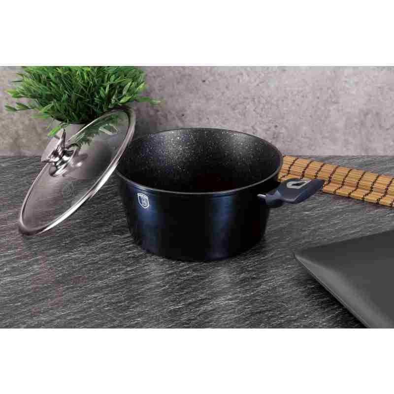 Kastrol s mramorovým povrchem a poklicí 24 cm Aquamarine Metallic Line