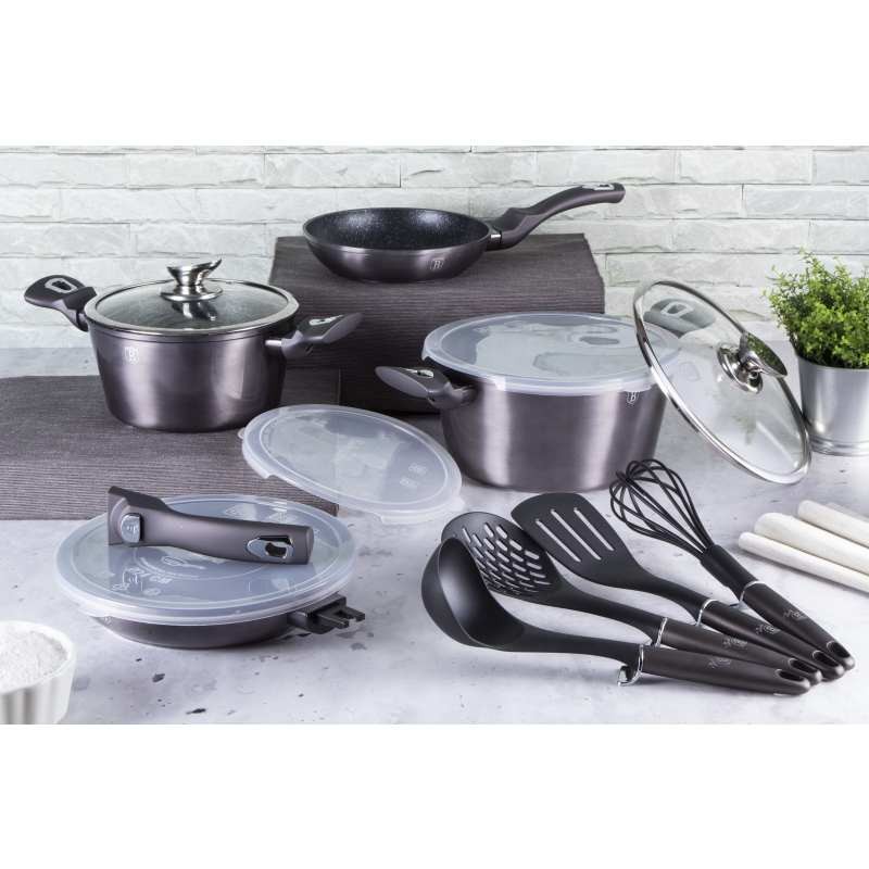 BERLINGERHAUS Sada nádobí s mramorovým povrchem 13 ks Carbon PRO Line