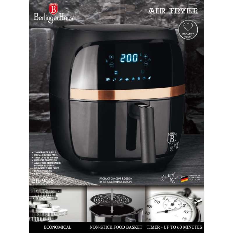 BERLINGERHAUS Horkovzdušná fritéza digitální 1300W Black Rose Collection