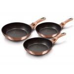 BERLINGERHAUS Pánev s mramorovým povrchem sada 3 ks Rosegold Metallic Line
