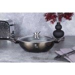 BERLINGERHAUS Wok pánev s poklicí s mramorovým povrchem 30 cm Shiny Black Edition