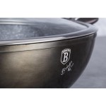 BERLINGERHAUS Wok pánev s poklicí s mramorovým povrchem 30 cm Shiny Black Edition