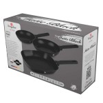 Sada pánví s titanovým povrchem 3 ks Matte Black Collection steak