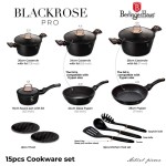 Sada nádobí s mramorovým povrchem 15 ks Black rose Collection