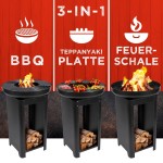 Přenosné zahradní ohniště s grilem a stojanem TEPPANYAKI