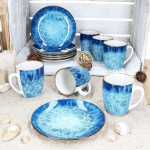 Hrnek na kávu i čaj sada 6 ks porcelán 350 ml OCEAN