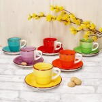 Hrnky na espresso s podšálky sada 12 ks 90 ml COLOURS
