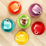 Hrnky na cappuccino s podšálky sada 12 ks 250 ml COLOURS
