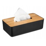 Box na kapesníky s bambusovým víkem 26 x 13 cm černá