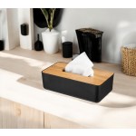 Box na kapesníky s bambusovým víkem 26 x 13 cm černá