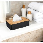 Box na kapesníky s bambusovým víkem 26 x 13 cm černá