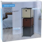 Úložný regál 3 patra s boxy textilní 102 cm