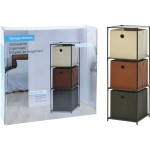 Úložný regál 3 patra s boxy textilní 102 cm