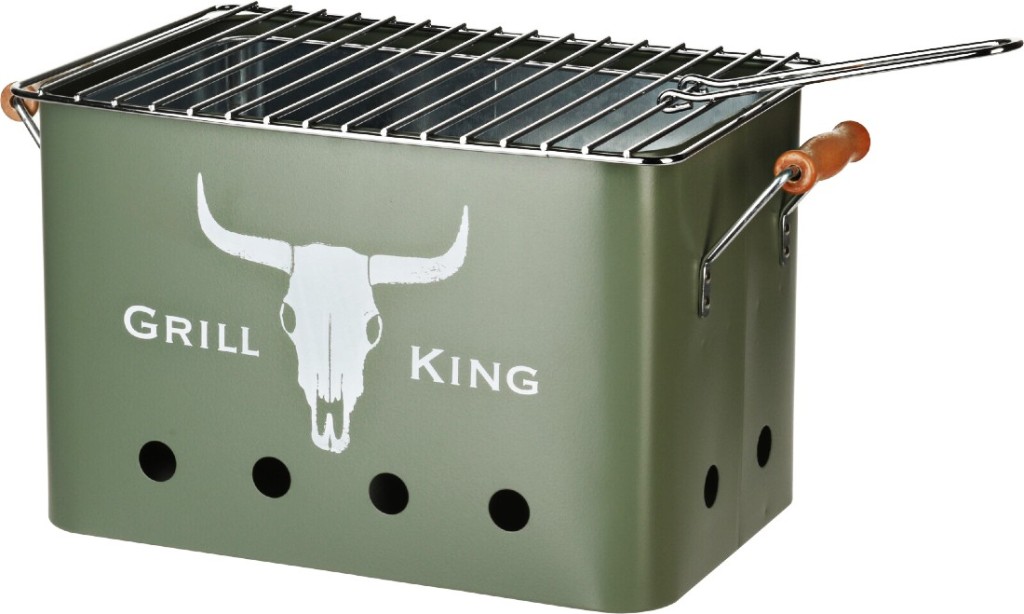 PROGARDEN Prenosný gril na drevené uhlie GRILL KING 43 x 20 cm zelená KO-C80901190