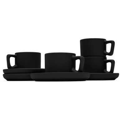 Sada hrnků na espresso s podšálkem 8 ks 100 ml Matte Black Collection
