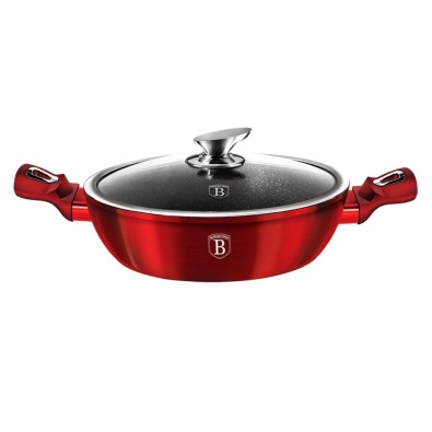 BERLINGERHAUS Pekáč kulatý s mramorovým povrchem a poklicí  28 cm Burgundy Metallic Line