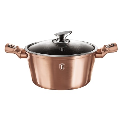 BERLINGERHAUS Kastrol s mramorovým povrchem a poklicí 28 cm Rosegold Metallic Line