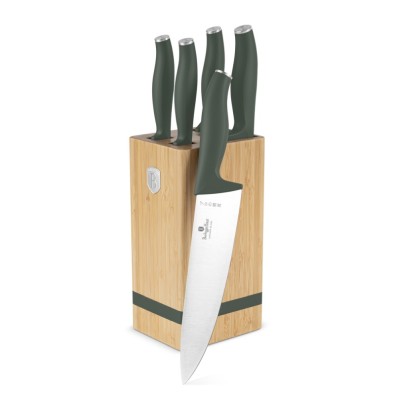Sada nožů se stojanem BAMBOO 6 ks Matte Green Collection
