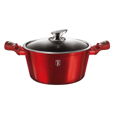 BERLINGERHAUS Kastrol s mramorovým povrchem a poklicí 30 cm Burgundy Metallic Line