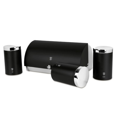 Chlebník a sada dóz na potraviny 4 ks Matte Black Collection