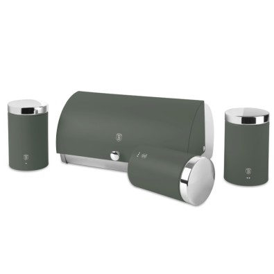 Chlebník a sada dóz na potraviny 4 ks Matte Green Collection