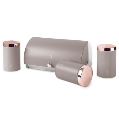 Chlebník a sada dóz na potraviny 4 ks Taupe Collection