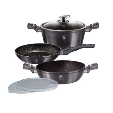 BERLINGERHAUS Sada nádobí s mramorovým povrchem 6 ks Carbon PRO Line