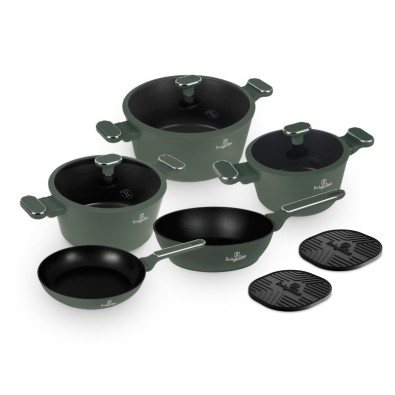 Sada nádobí s titanovým povrchem 10 ks Matte green Collection