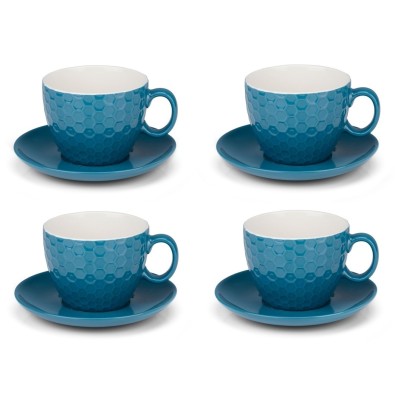 Šálky na espresso s podšálky sada 8 ks tmavě modrá