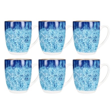 Hrnek na kávu i čaj sada 6 ks porcelán 350 ml OCEAN