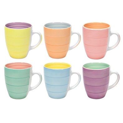 Hrnky na kávu i čaj sada 6 ks 350 ml PASTEL
