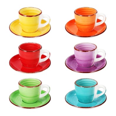 Hrnky na espresso s podšálky sada 12 ks 90 ml COLOURS