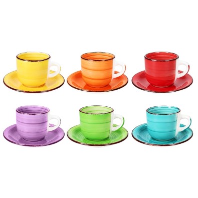 Hrnky na cappuccino s podšálky sada 12 ks 250 ml COLOURS