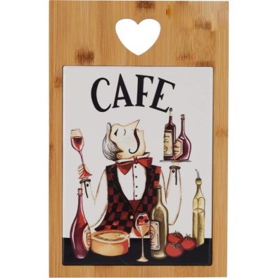 Sevírovací prkénko s keramickou kachlí CAFE