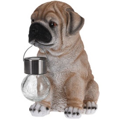 Zahradní dekorace pes se solární lampou Buldog 24 cm