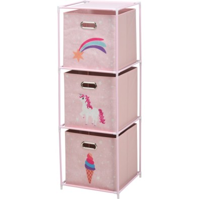 Skříňka se 3 boxy dětská růžová