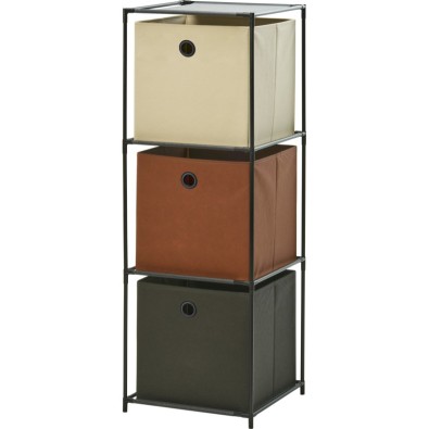 Úložný regál 3 patra s boxy textilní 102 cm
