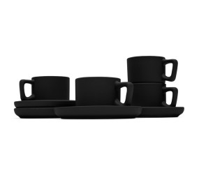 Sada hrnků na espresso s podšálkem 8 ks 100 ml Matte Black Collection