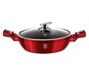 BERLINGERHAUS Pekáč kulatý s mramorovým povrchem a poklicí 28 cm Burgundy Metallic Line