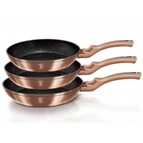 BERLINGERHAUS Pánev s mramorovým povrchem sada 3 ks Rosegold Metallic Line