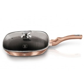 BERLINGERHAUS Pánev grilovací s mramorovým povrchem a poklicí 28 cm Rosegold Metallic Line