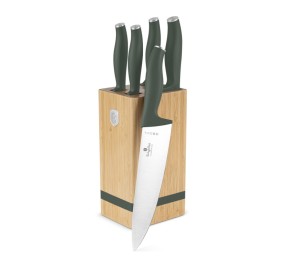 Sada nožů se stojanem BAMBOO 6 ks Matte Green Collection