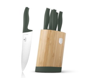 Sada nožů se stojanem BAMBOO 6 ks Matte Green Collection