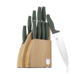 Sada nožů se stojanem BAMBOO 10 ks Matte Green Collection