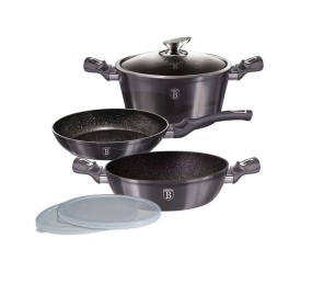 BERLINGERHAUS Sada nádobí s mramorovým povrchem 6 ks Carbon PRO Line