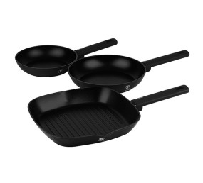Sada pánví s titanovým povrchem 3 ks Matte Black Collection steak