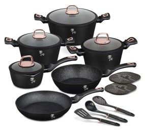 Sada nádobí s mramorovým povrchem 15 ks Black rose Collection