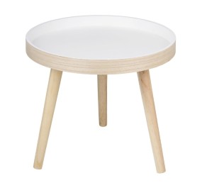 Odkládací stolek kulatý dřevo/bílá 40 cm