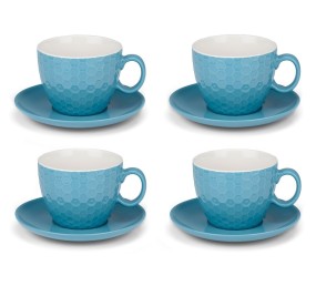 Šálky na espresso s podšálky sada 8 ks světle modrá