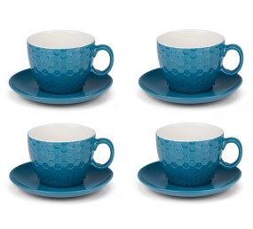 Šálky na espresso s podšálky sada 8 ks tmavě modrá
